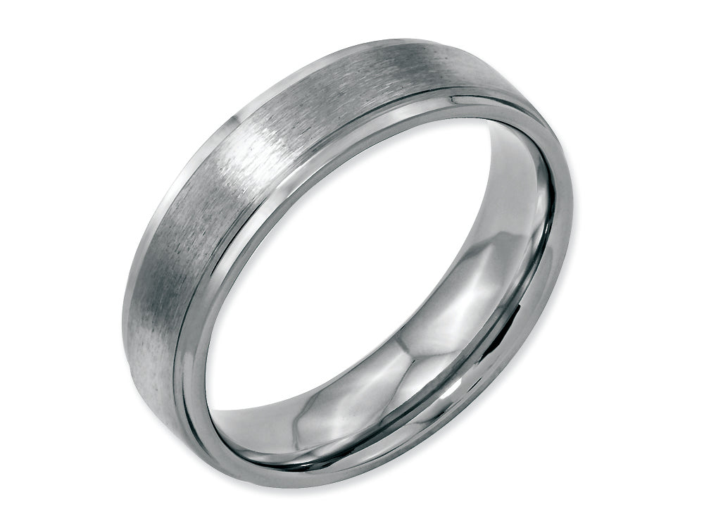 Chisel Stainless Steel Grooved Edge 6mm Brushed And Polished Wedding Band