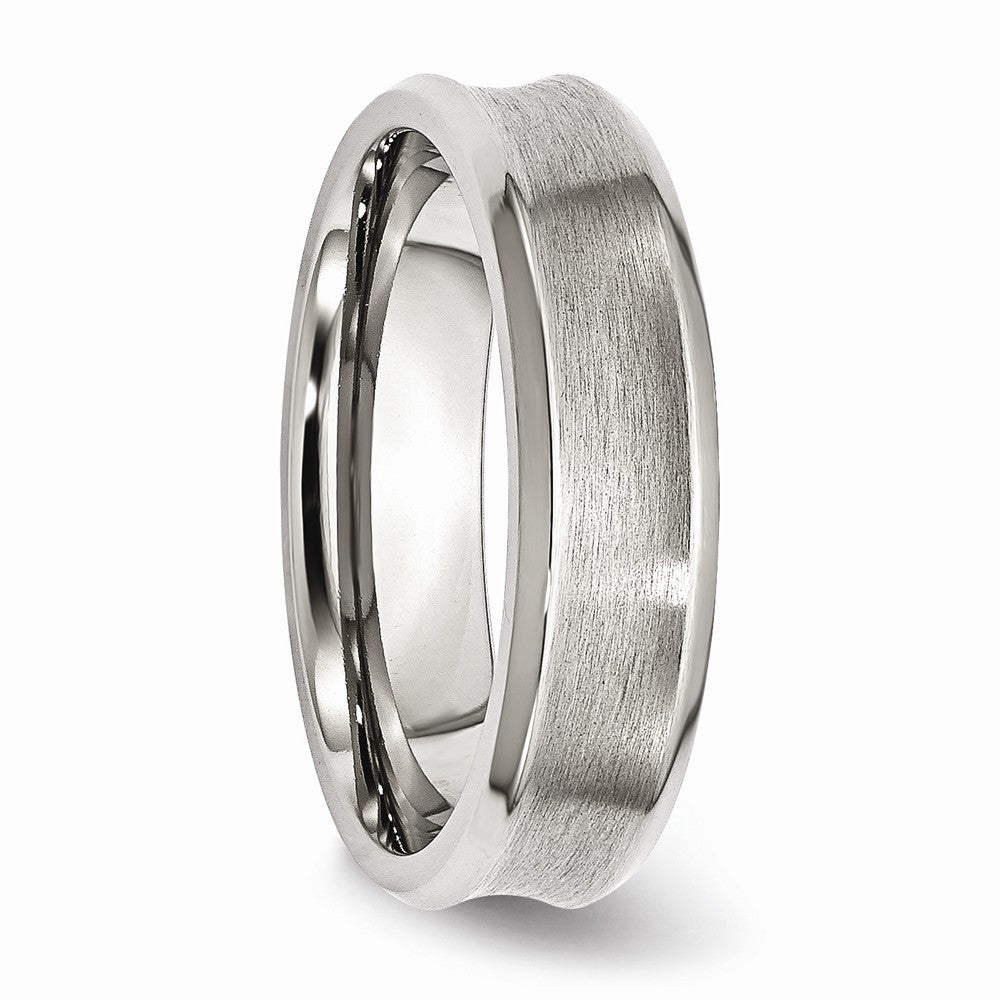 Chisel Stainless Steel Concave Beveled Edge 6mm Brushed/polished Wedding Band