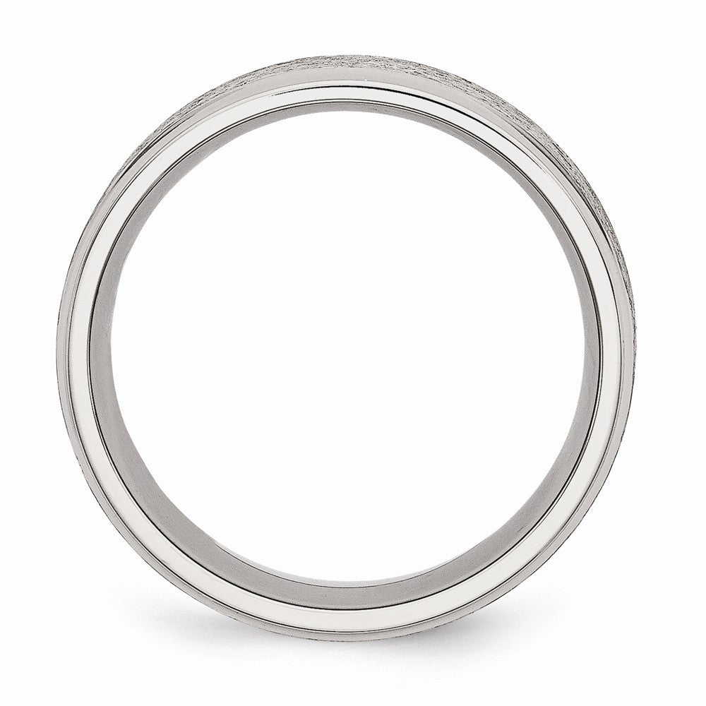 Chisel Stainless Steel Ridged Edge 8mm Brushed And Polished Wedding Band