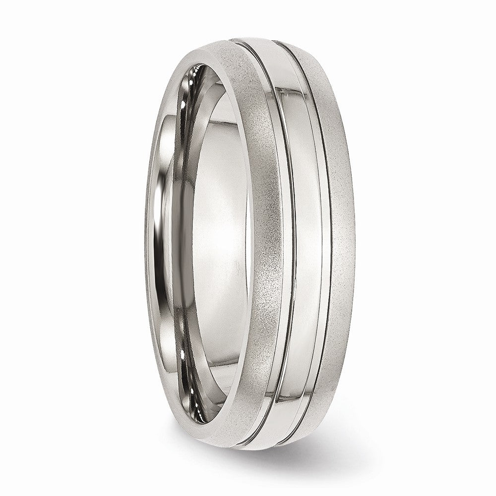 Chisel Stainless Steel Grooved 6mm Brushed And Polished Wedding Band
