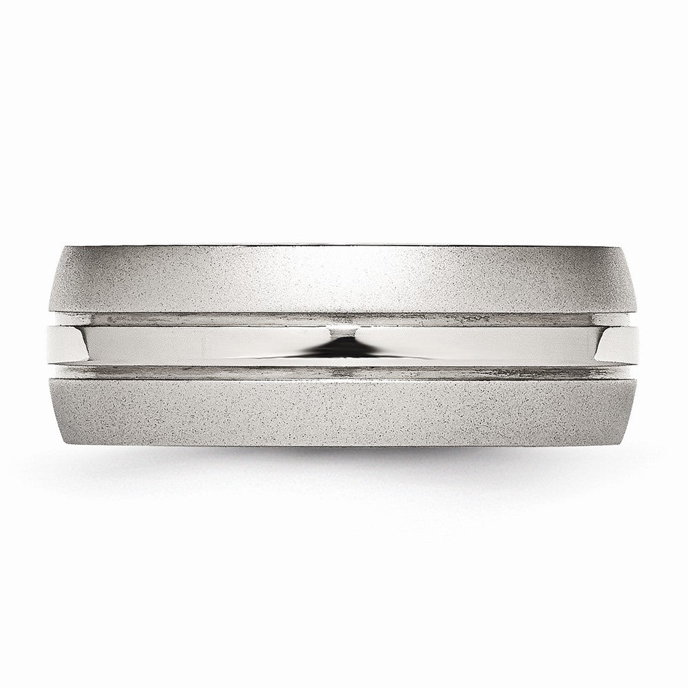 Chisel Stainless Steel Grooved 8mm Brushed And Polished Wedding Band