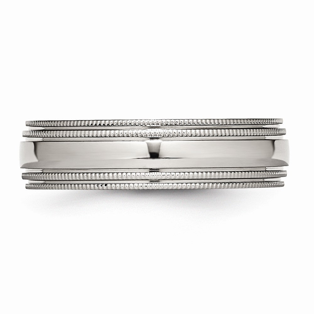 Chisel Stainless Steel Grooved And Beaded 6mm Polished Wedding Band