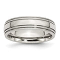 Chisel Stainless Steel Grooved And Beaded 6mm Polished Wedding Band