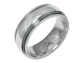 Chisel Stainless Steel Grooved And Beaded 8mm Polished Wedding Band