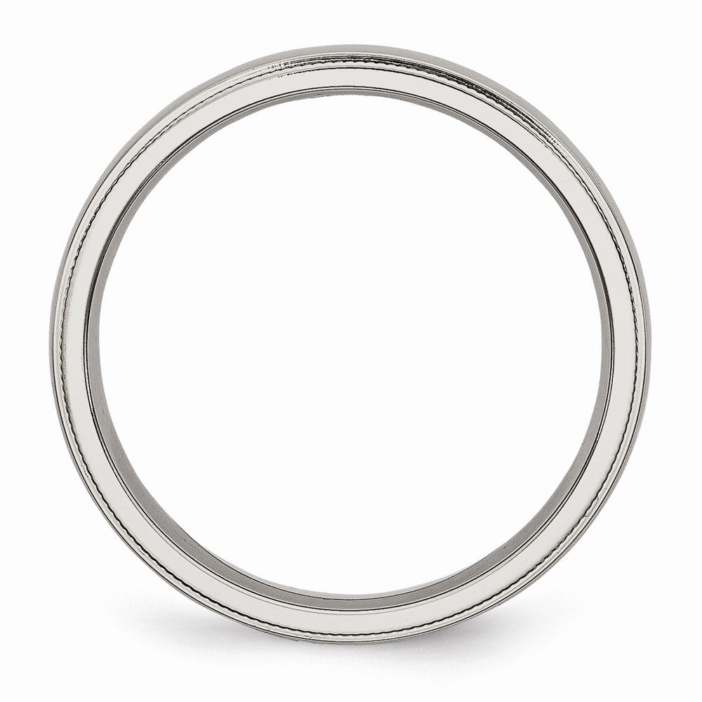 Chisel Stainless Steel Grooved And Beaded 4mm Polished Wedding Band