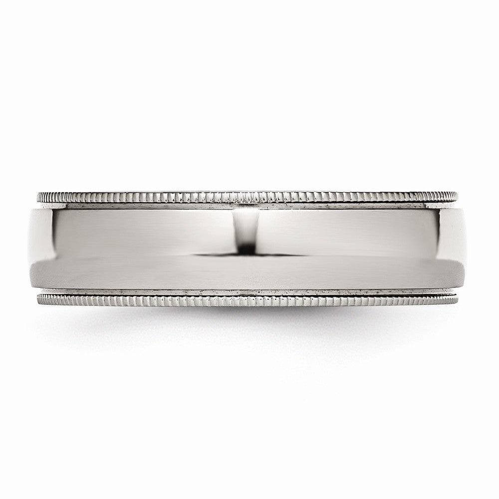 Chisel Stainless Steel Grooved And Beaded 6mm Polished Wedding Band