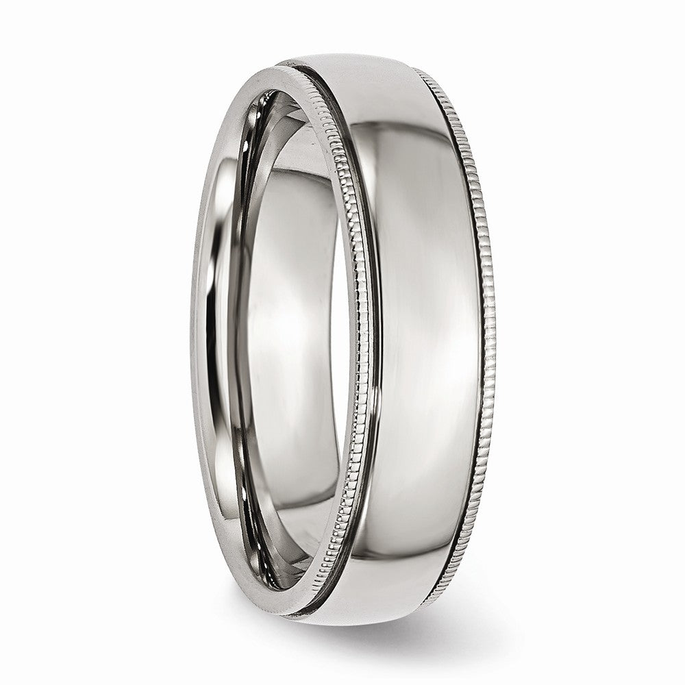 Chisel Stainless Steel Grooved And Beaded 6mm Polished Wedding Band