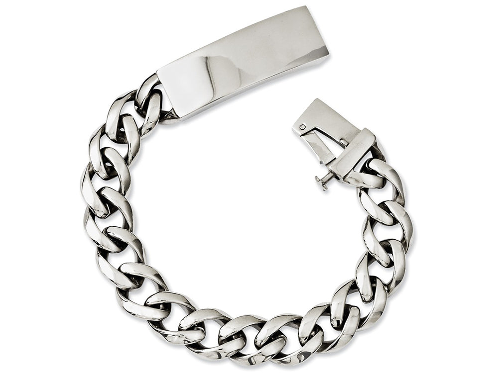Chisel Stainless Steel Polished W/id Plate 8.5in Bracelet