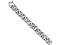 Chisel Stainless Steel Antiqued and Polished Links 8.5in Bracelet