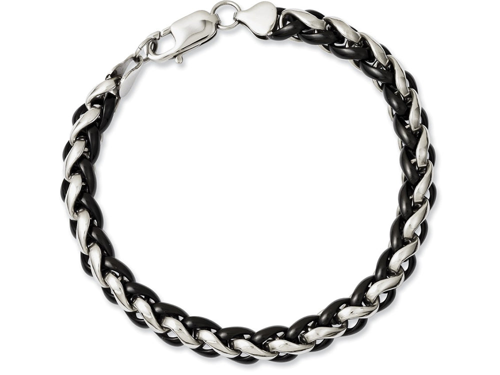 Chisel Stainless Steel Polished and Black Ip-plated 8.25in Bracelet