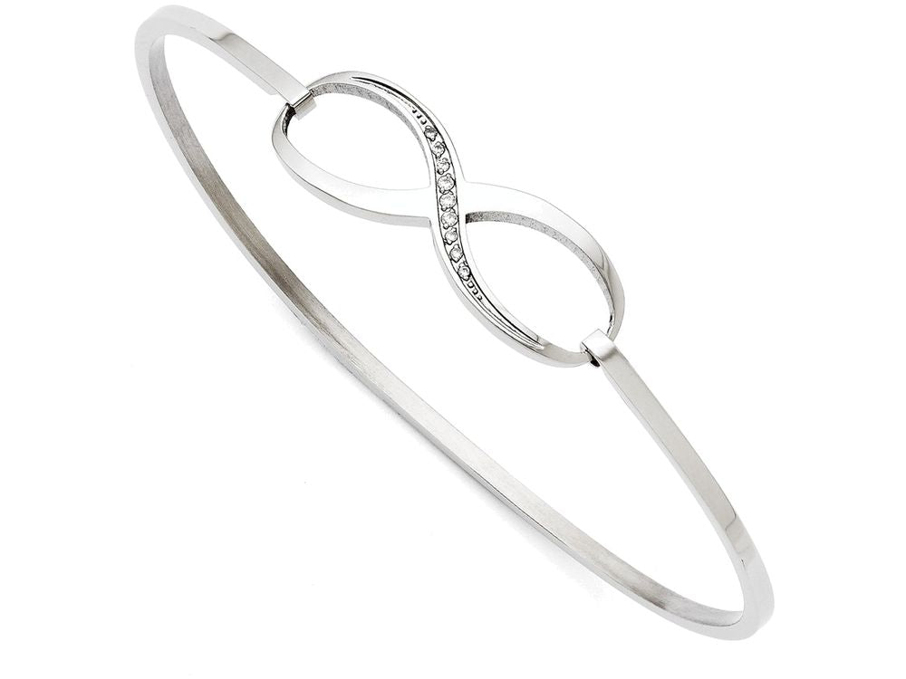 FJC Finejewelers Stainless Steel Infinity Polished CZ Bangle