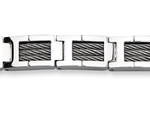 Chisel Stainless Steel Grey Cable Bracelet - 8.5 inches