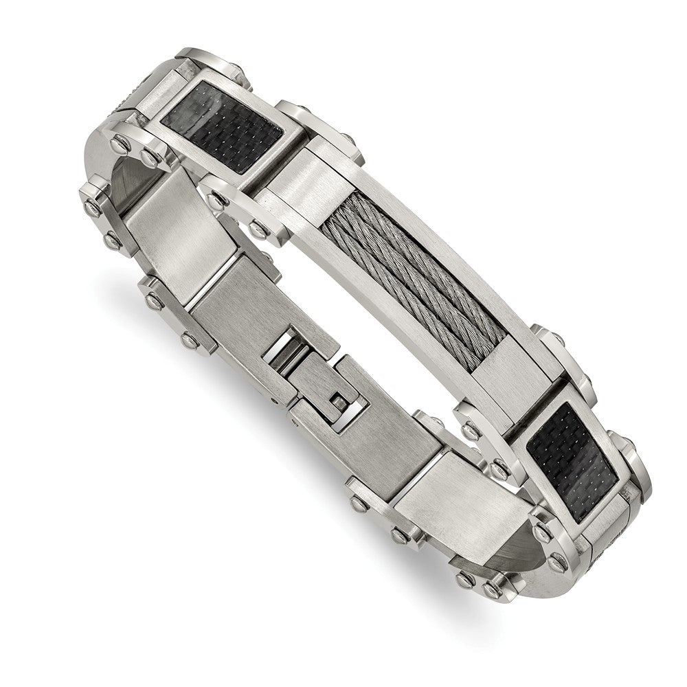 Chisel Stainless Steel Carbon Fiber Bracelet - 9 inches
