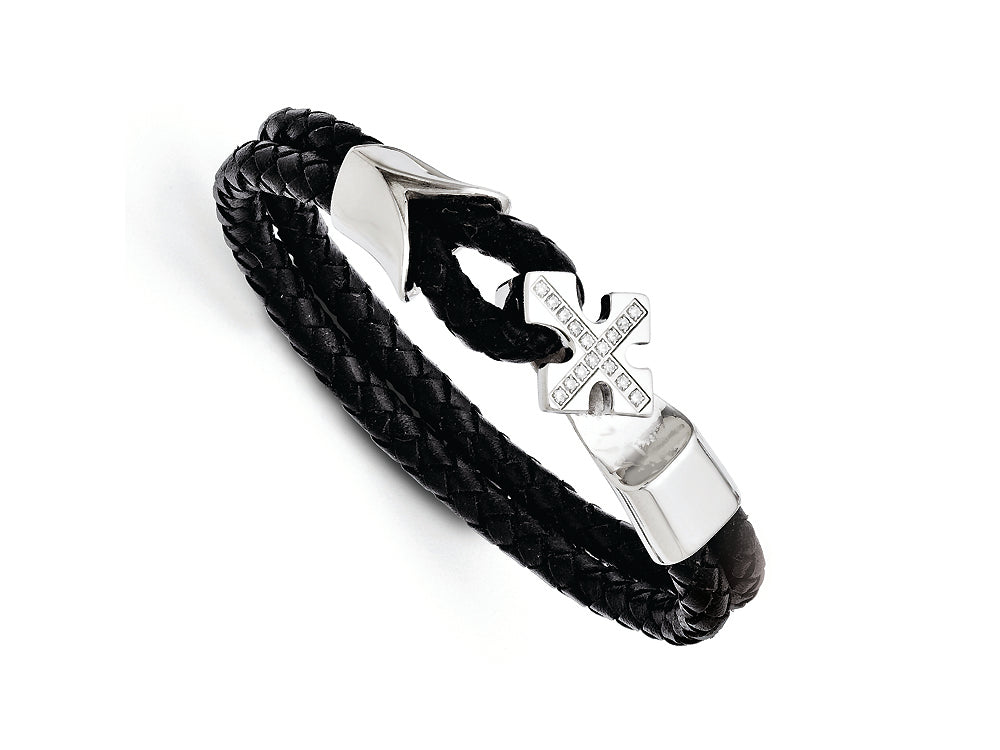 Chisel Stainless Steel Black Carbon Fiber 9in Bracelet