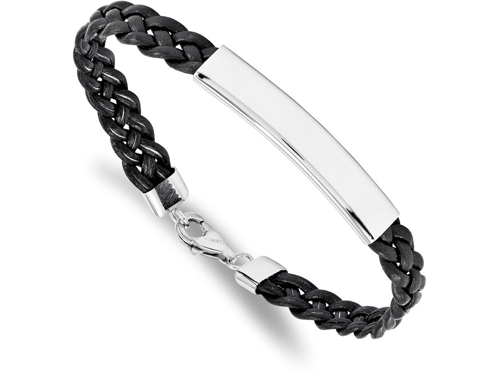 Chisel Stainless Steel Polished Leather Id Bracelet