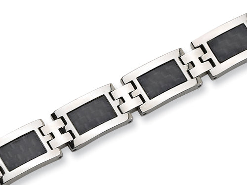 Chisel Stainless Steel Carbon Fiber Bracelet - 9.25 inches