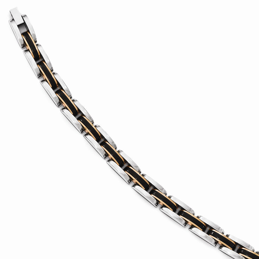 Chisel Stainless Steel Polished W/black and Rose Ip-plated Link Bracelet