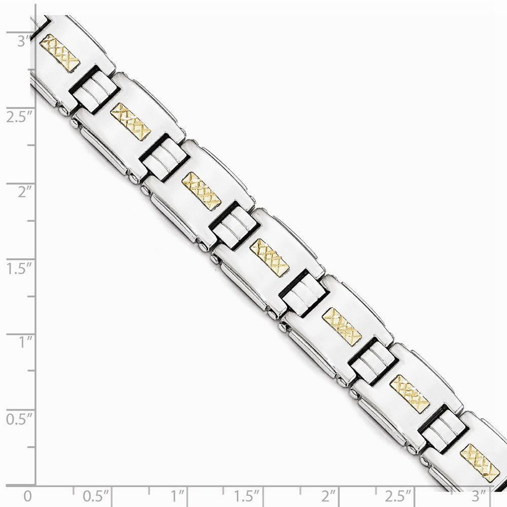 Chisel Stainless Steel Polished W/14k Gold D/c Link Bracelet
