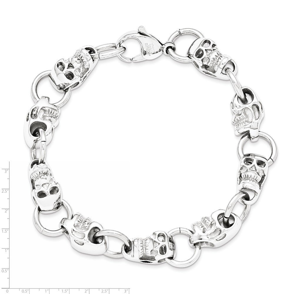 Chisel Stainless Steel Polished Skull Bracelet - 8.75 inches