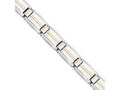 Chisel Stainless Steel Polished and Brushed W/14k Gold Link Bracelet