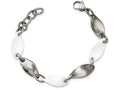 Chisel Stainless Steel And White Ceramic Polished Bracelet