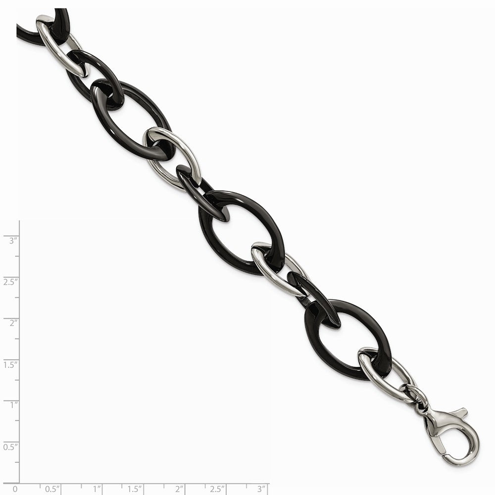 Chisel Stainless Steel And Black Ceramic Polished Bracelet