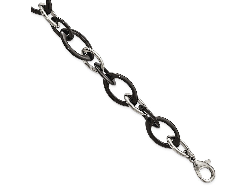 Chisel Stainless Steel And Black Ceramic Polished Bracelet