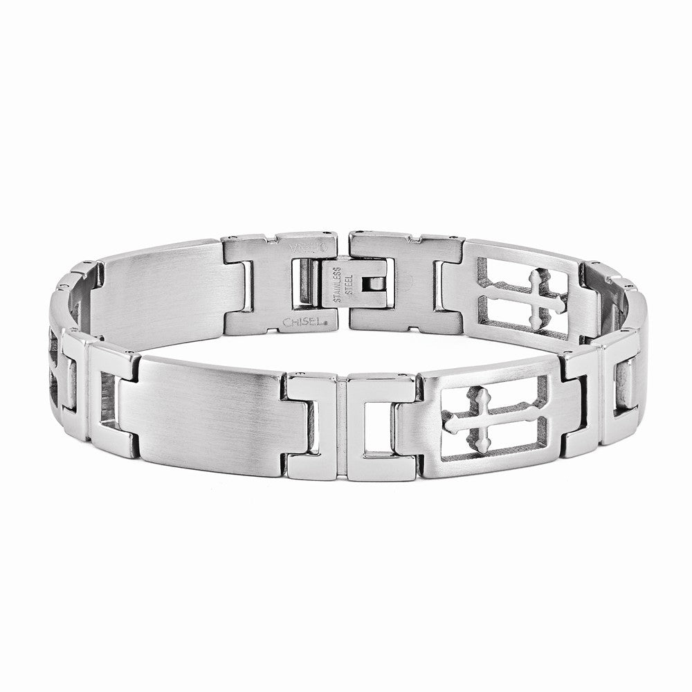 Chisel Stainless Steel Cross 8.5in Bracelet
