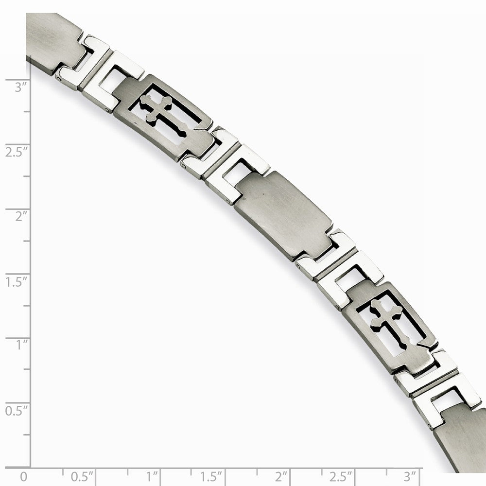 Chisel Stainless Steel Cross 8.5in Bracelet