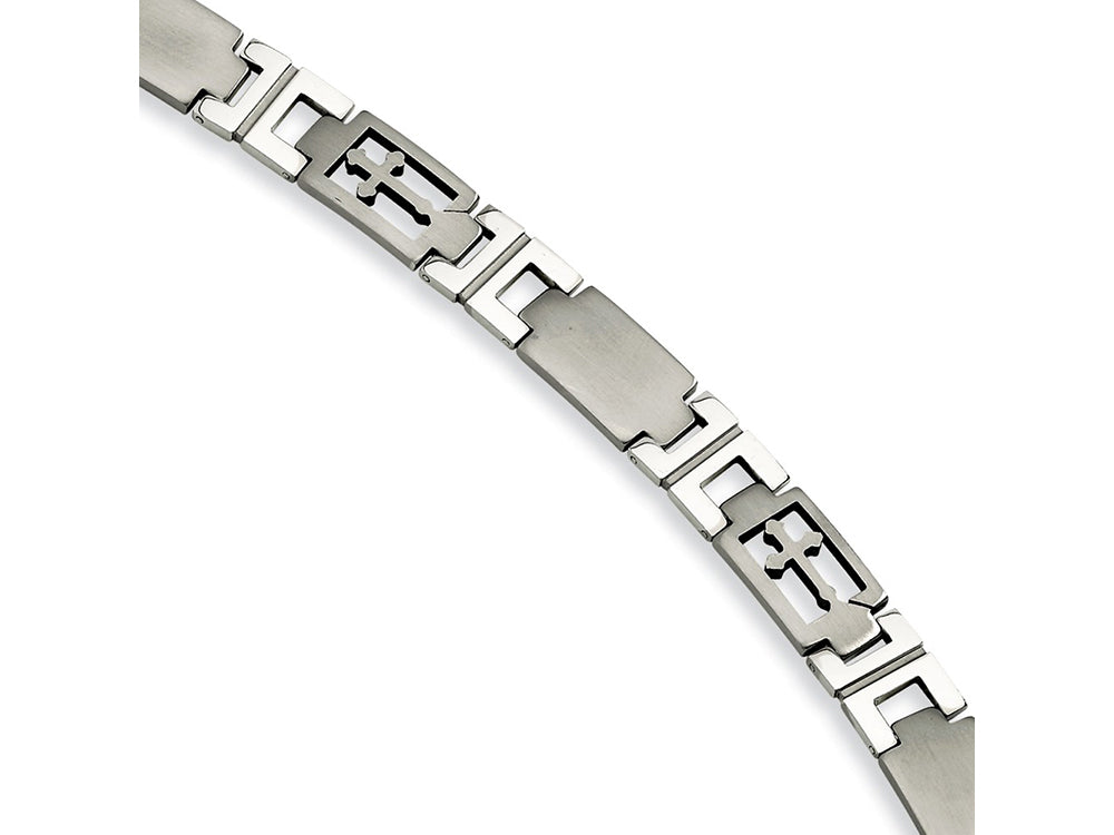 Chisel Stainless Steel Cross 8.5in Bracelet