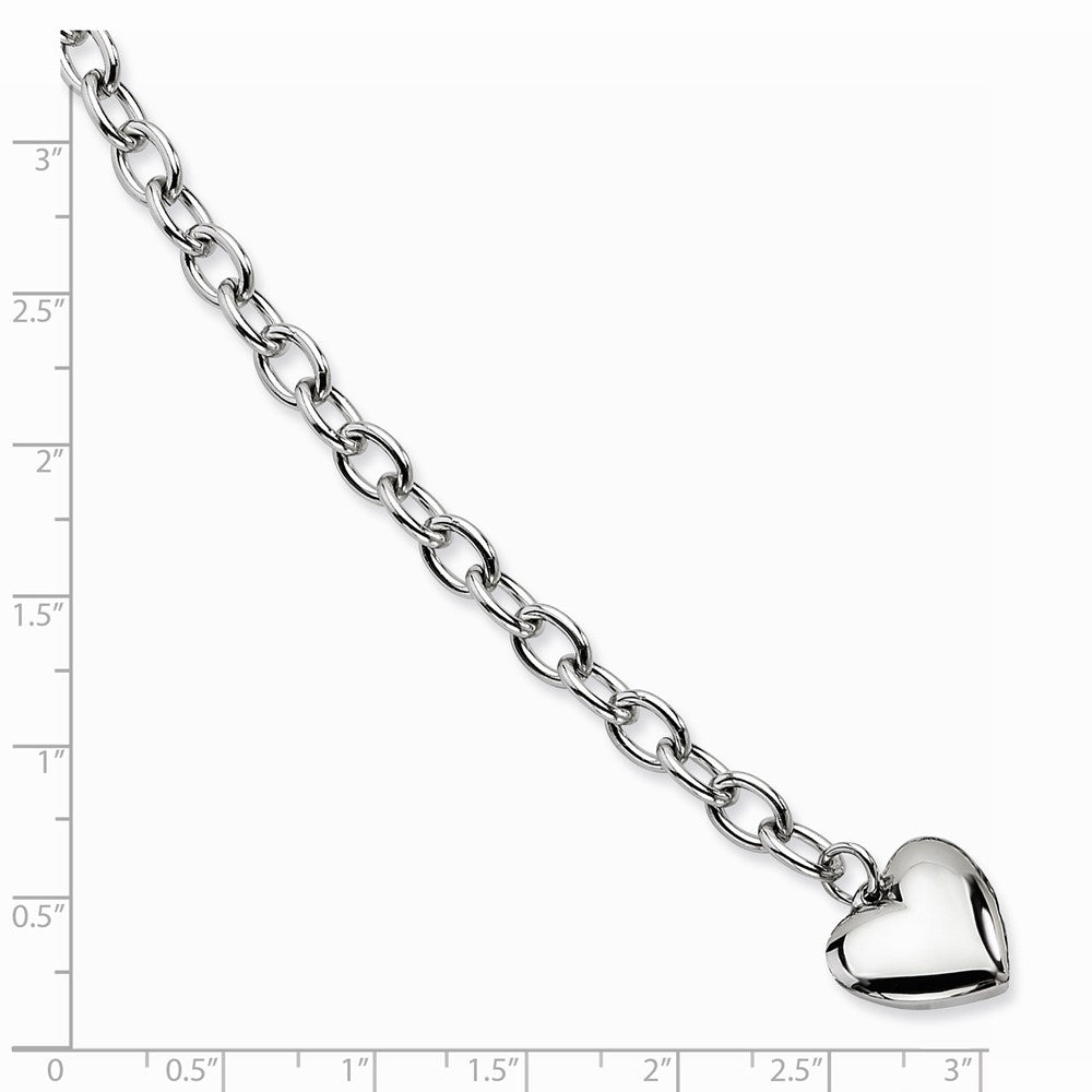 Chisel Stainless Steel Polished Open Link W/ Heart 8.5in Bracelet