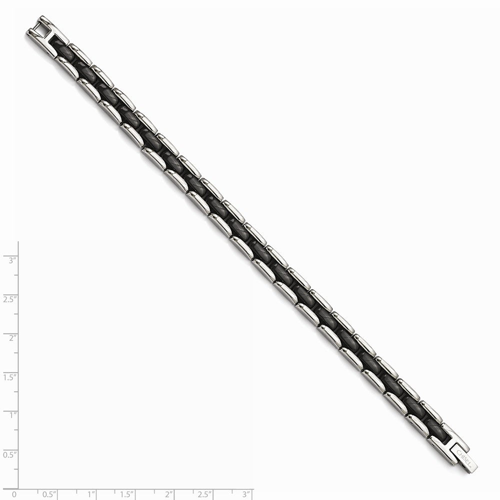 Chisel Stainless Steel Black Ceramic 8in Bracelet