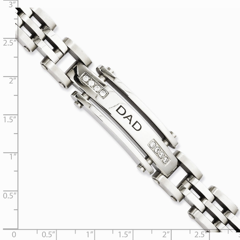 Chisel Stainless Steel Polished With  CZs Dad Bracelet