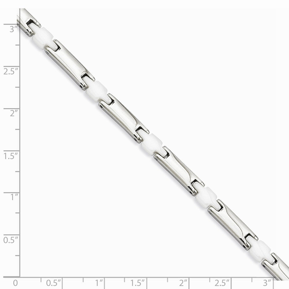 Chisel Stainless Steel and White Ceramic 7.5in Bracelet