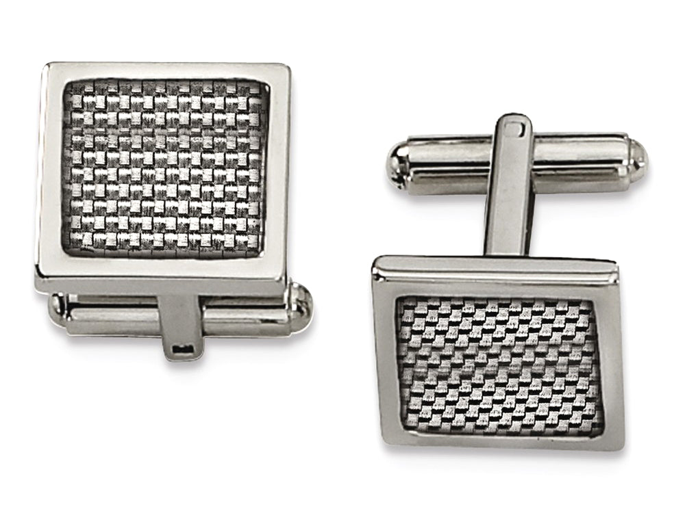 Chisel Stainless Steel Grey Carbon Fiber Cuff Links