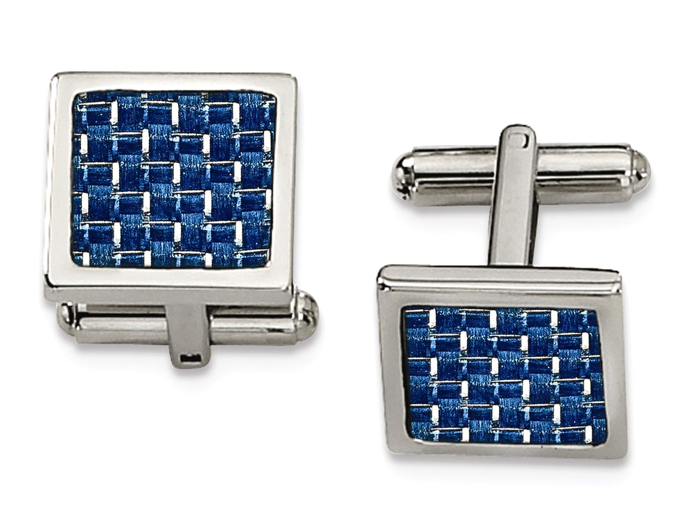 Chisel Stainless Steel Blue Carbon Fiber Cuff Links