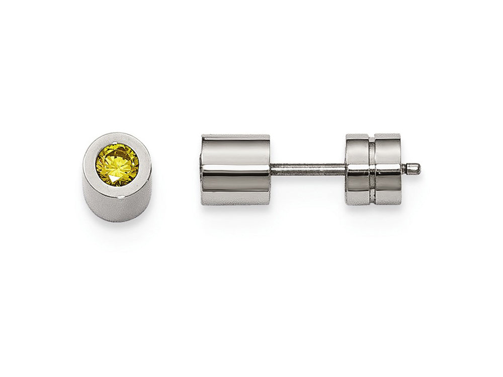 Chisel Stainless Steel CZ Nov Birthstone Polished Post Earrings