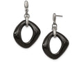 Chisel Stainless Steel Polished Black Ceramic Post Dangle Earrings
