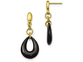 Chisel Stainless Steel Polished Yellow Ip Blk Ceramic Post Dangle Earrings