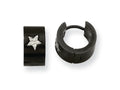 Chisel Stainless Steel Black IP-plated Star Hinged Hoop Earrings