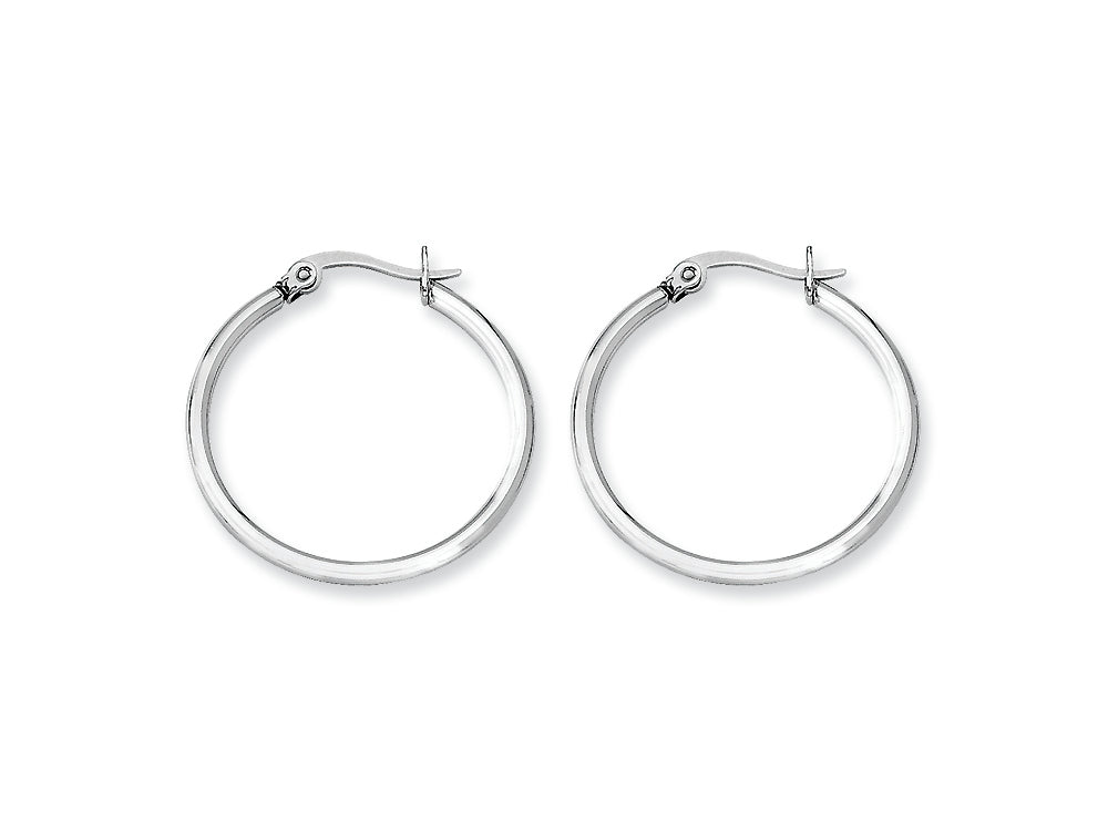 Chisel Stainless Steel 25mm Diameter Hoop Earrings