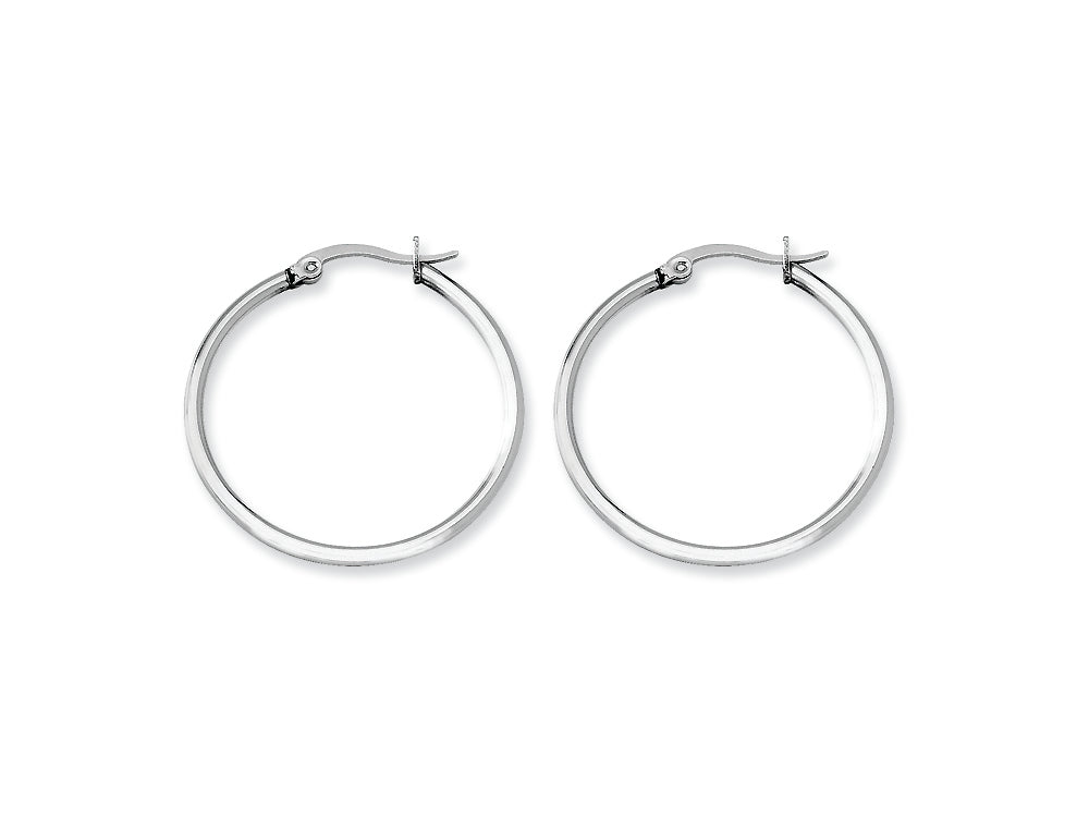Chisel Stainless Steel 30mm Diameter Hoop Earrings