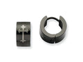 Chisel Stainless Steel Black Ip-plated Round Hinged Hoop W/ Cross Earrings