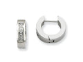 Chisel Stainless Steel CZ Polished Round Hinged Hoop Earrings