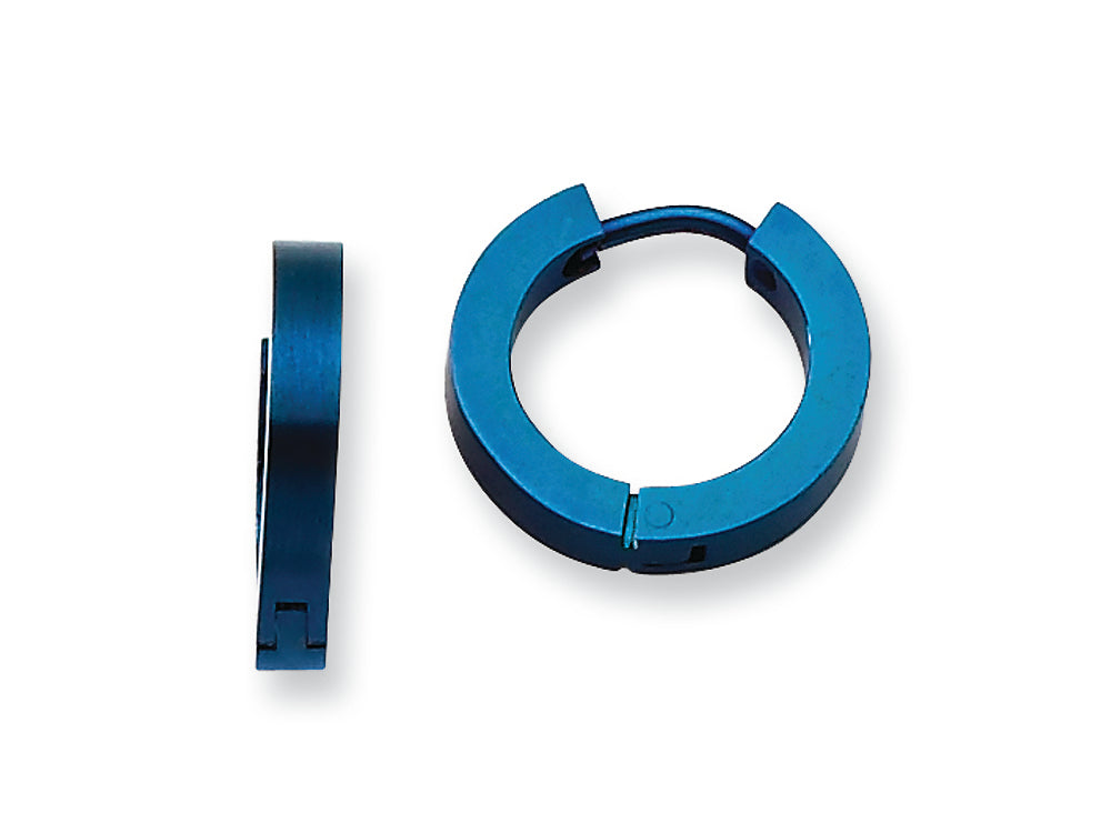 Chisel Stainless Steel Blue Ip-plated Hinged Hoop Earrings