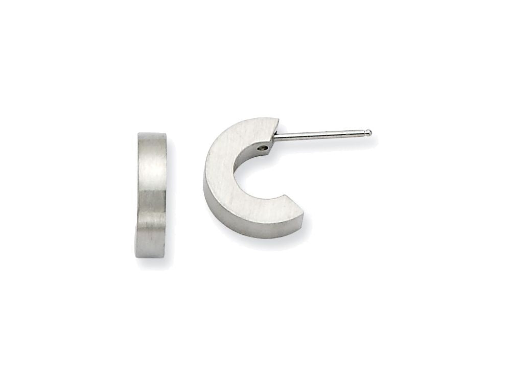 Chisel Stainless Steel Brushed Half Hoop Post Earrings