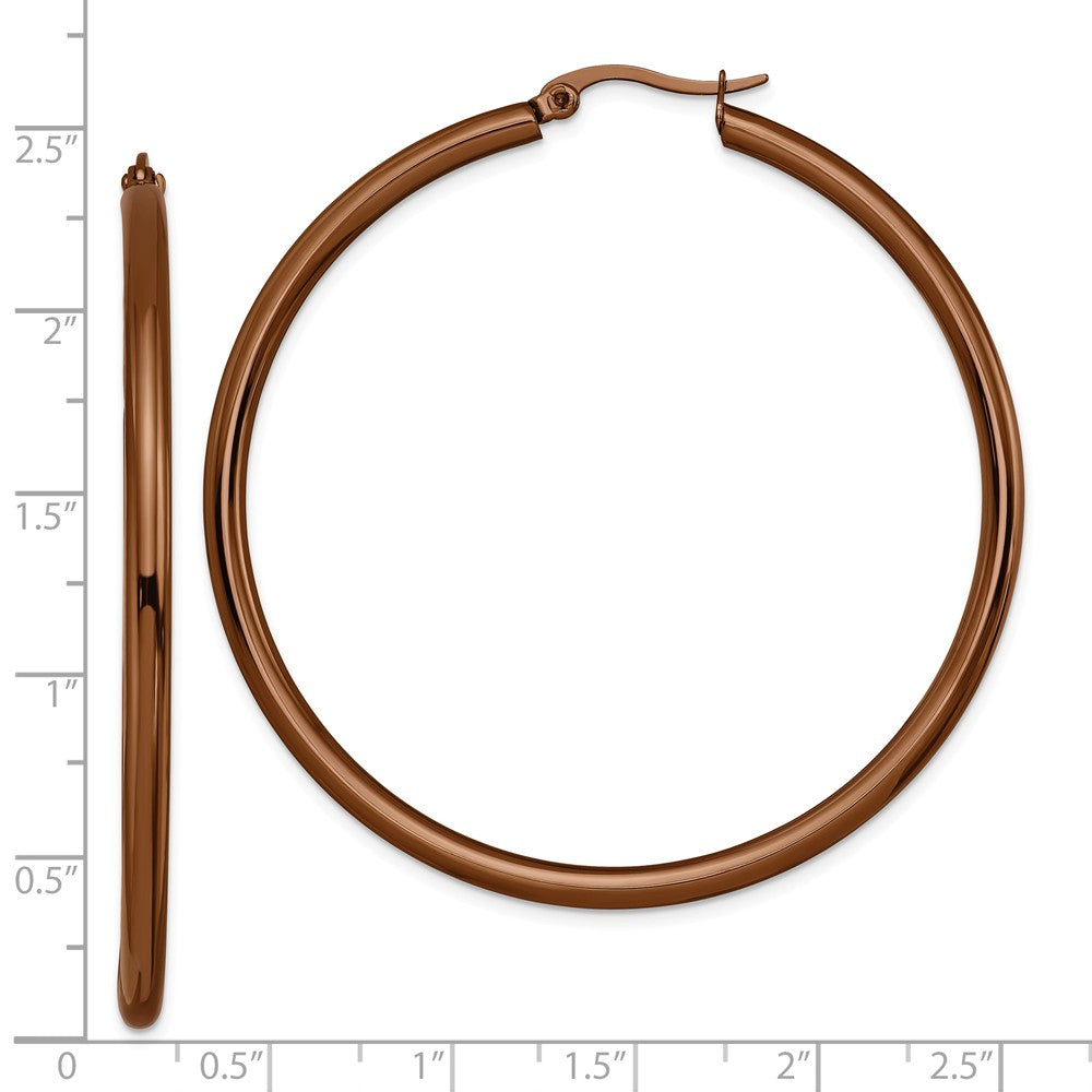 Chisel Stainless Steel Brown Ip Plated Round Hoop Earrings
