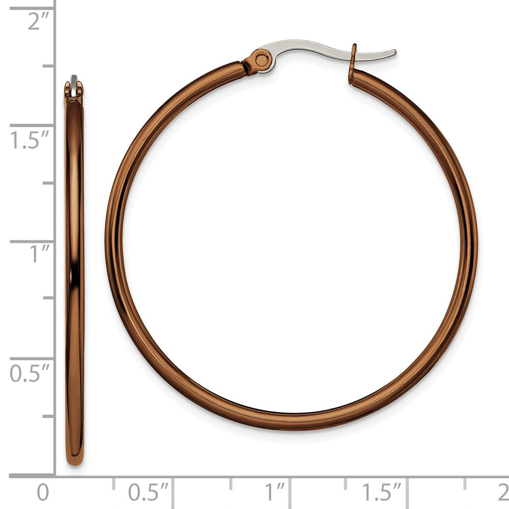 Chisel Stainless Steel Brown Ip Plated 40mm Hoop Earrings