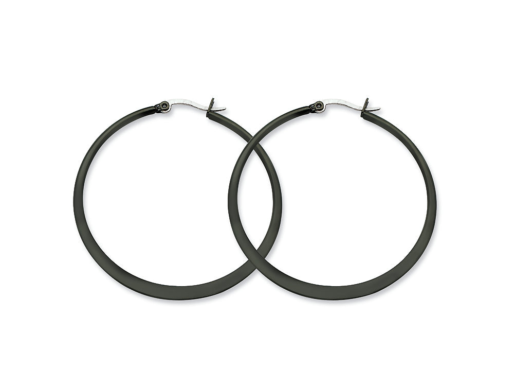 Chisel Stainless Steel Black Ip Plated 55mm Hoop Earrings