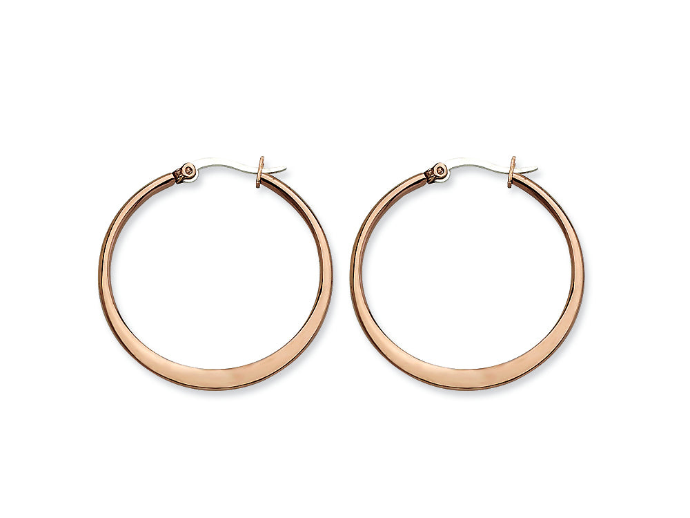Chisel Stainless Steel Brown Ip Plated 34mm Hoop Earrings